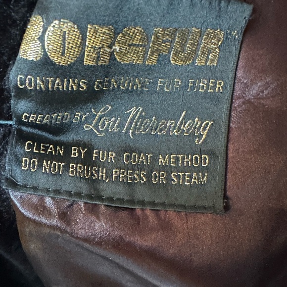 BORGFUR Black Fur-Trimmed Women's Coat by Lou Nierenberg GUC - Picture 6 of 15